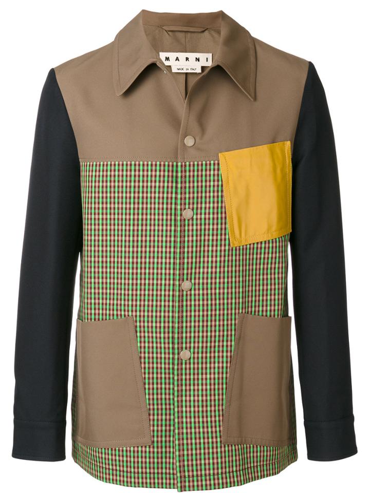 Marni Colour Block Patterned Jacket - Brown