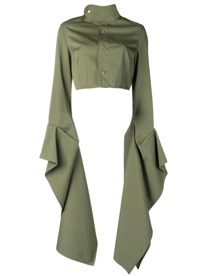 Loewe Extra Long Sleeve Cropped Jacket - Green