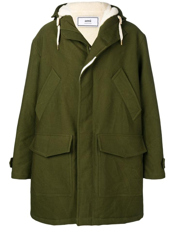 Ami Paris Sherpa-lined Oversize Parka - Green