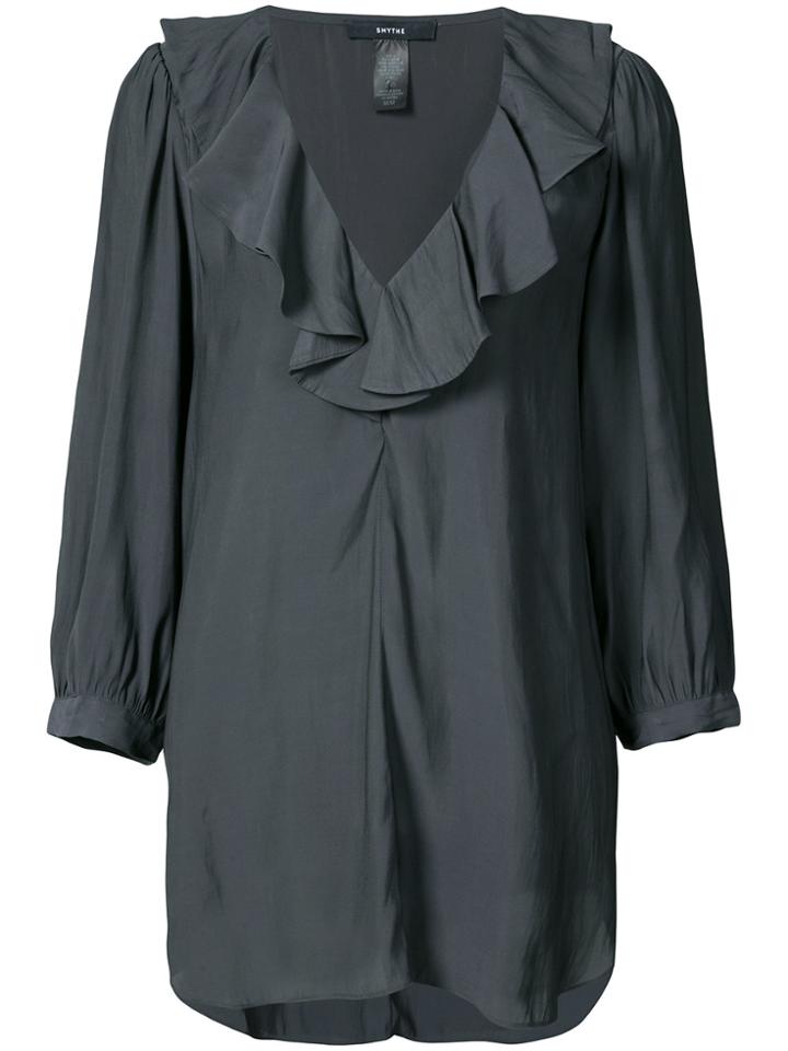 Smythe Frill Trim V Neck Blouse - Grey