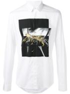Les Hommes Printed Shirt, Men's, Size: 48, White, Cotton/spandex/elastane