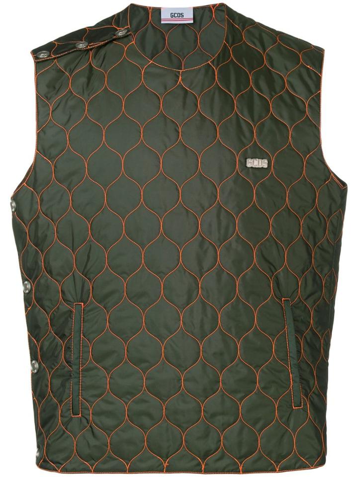 Gcds Quilted Shell Vest - Green