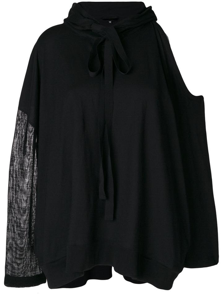 Ann Demeulemeester Blanche Cold Shoulder Hoodie - Black