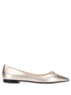 Prada Metallic Logo Plaque Ballerina Shoes