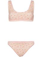 She Made Me Mana Floral Crochet Trim Bikini - Green