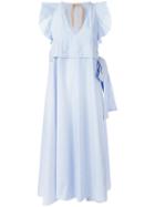 No21 Ruffled Sleeves Dress, Women's, Size: 42, Blue, Cotton