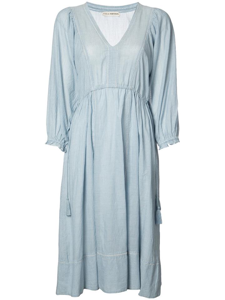 Ulla Johnson Striped Midi Dress, Women's, Size: 2, Blue, Cotton