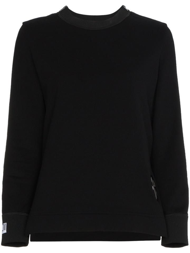 Fendi Logo Sweatshirt With Metal Insert - Black