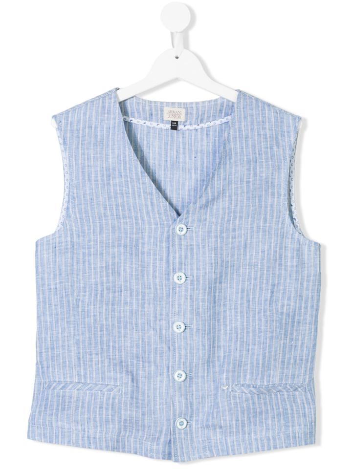 Armani Junior Striped Gilet - Blue