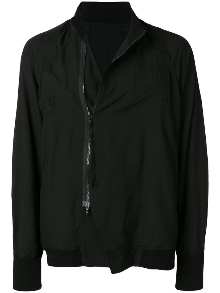Julius Off Centre Zipped Bomber Jacket - Black