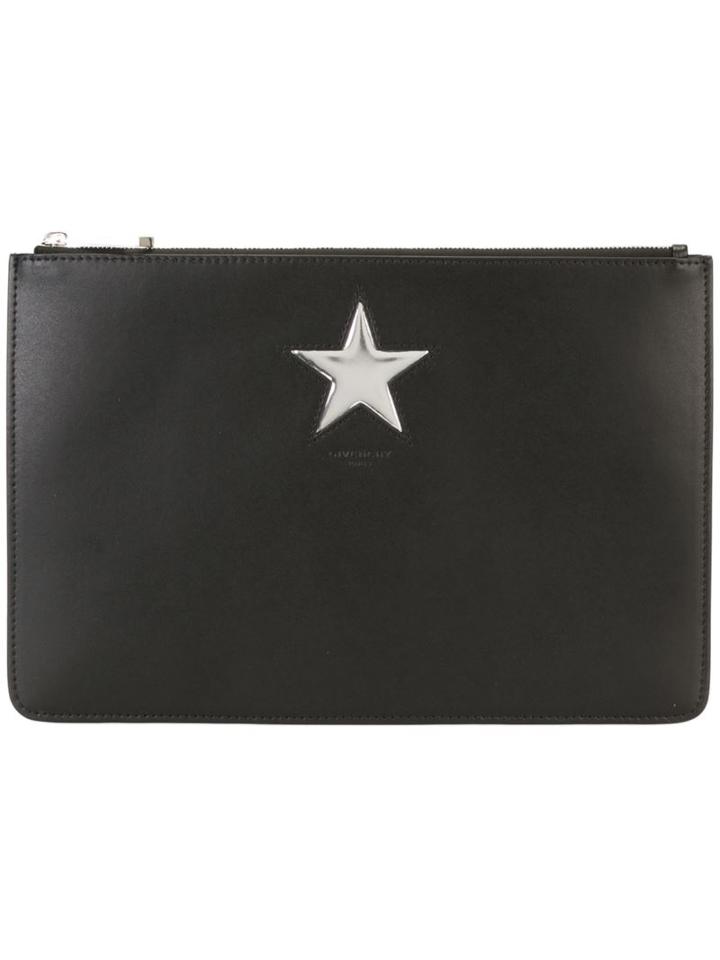 Givenchy Star Patch Clutch, Women's, Black, Calf Leather