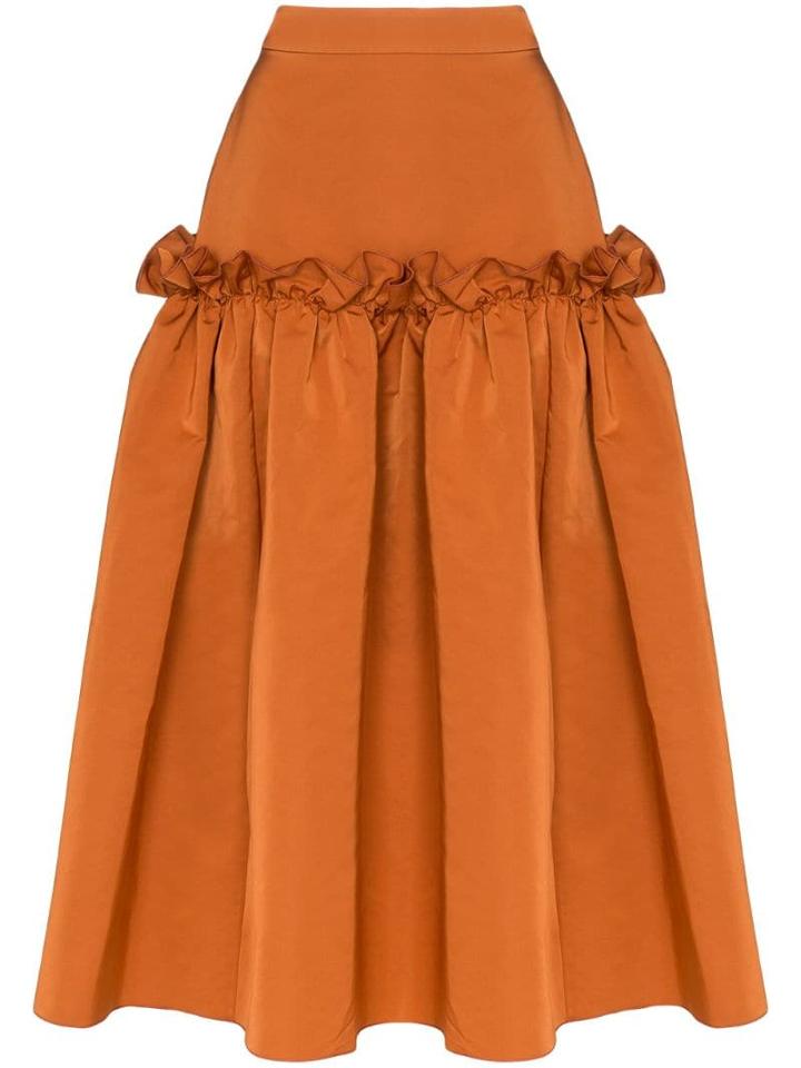 Roksanda Ruffle Detail Midi Skirt - Orange