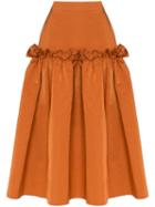 Roksanda Ruffle Detail Midi Skirt - Orange