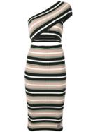 Off-white Striped One-shoulder Dress - Black