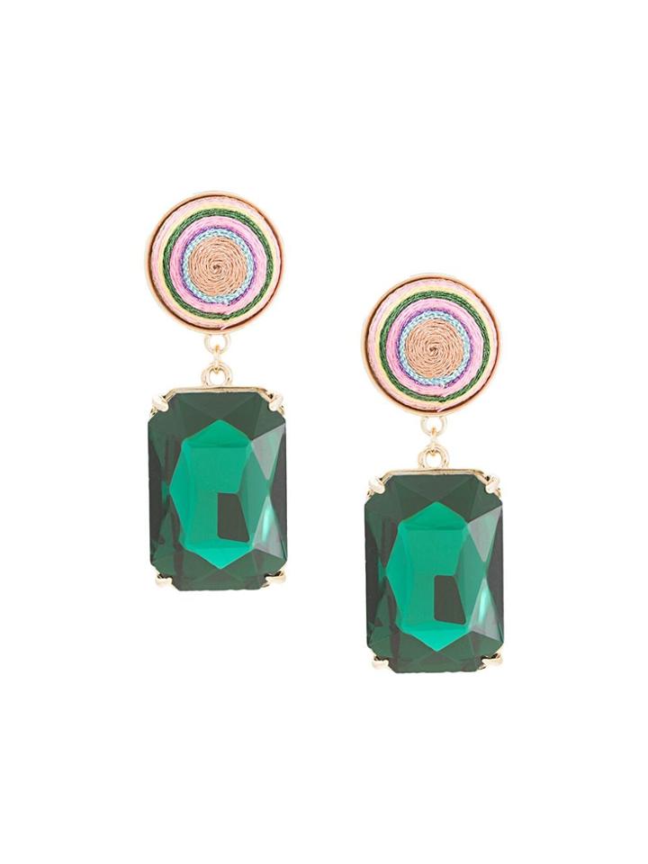 Maryjane Claverol Poco Loco Drop Gem Earrings - Green