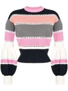 Self-portrait Striped Knitted Sweater - Pink