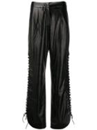 Matériel Textured Lace-up Detail Trousers - Black