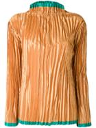 Issey Miyake Vintage Long Sleeve Pleated Top - Yellow & Orange