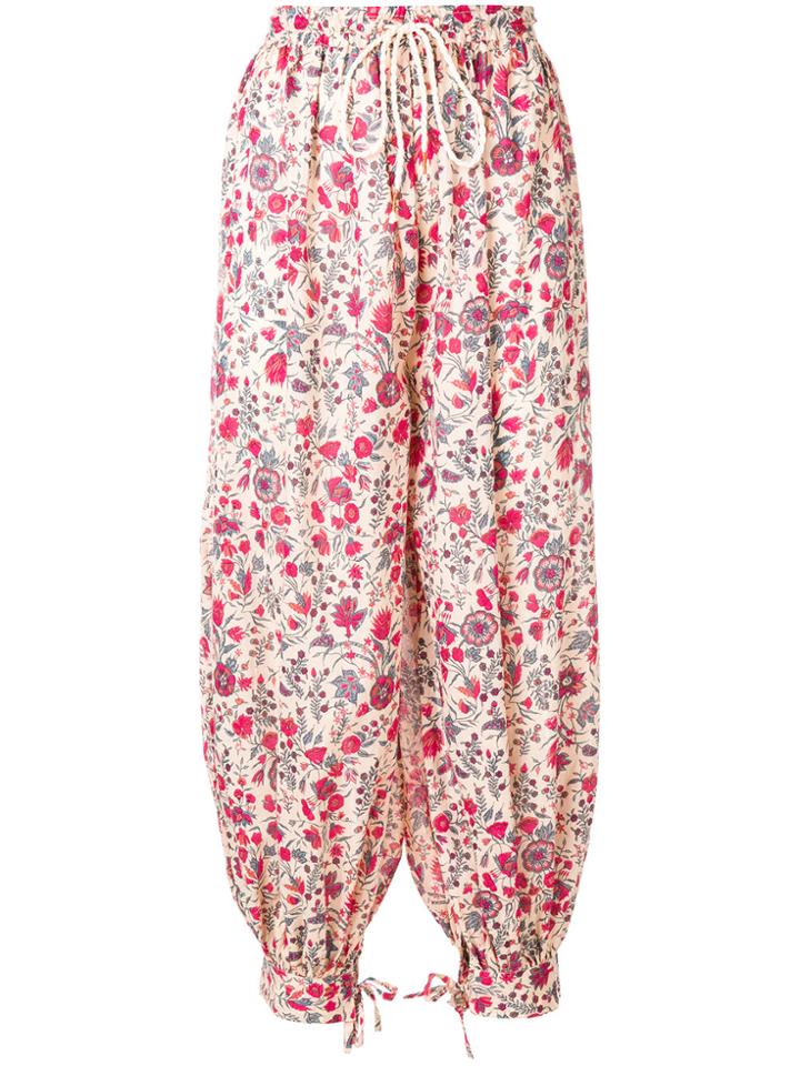 Antik Batik Floral-print Harem Trousers - Nude & Neutrals