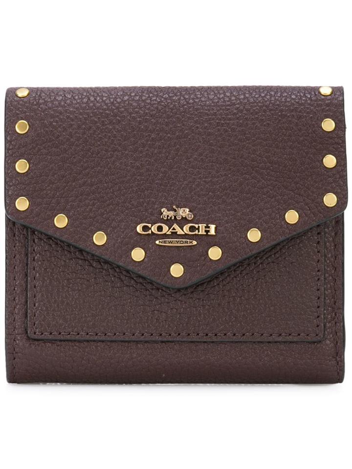 Coach Rivets Embellished Small Wallet - Red