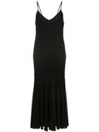 Caroline Constas Animal-texture Pleated Midi-dress - Black