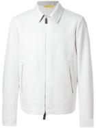 Canali Zipped Jacket, Men's, Size: 52, White, Silk/cotton/wool