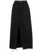 Grlfrnd Grlfrnd Isla Denim Front Slit Midi Skirt - Black