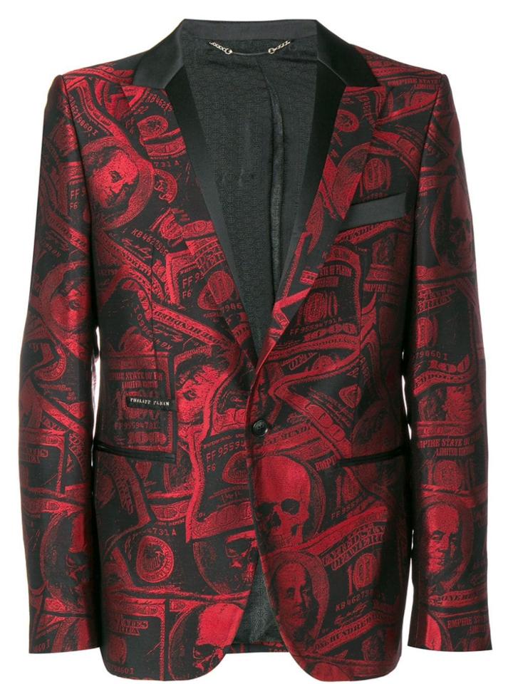 Philipp Plein Dollar Jacquard Blazer - Red