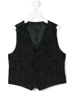 Dolce & Gabbana Kids - Single Breasted Printed Gilet - Kids - Cotton/polyester/viscose - 10 Yrs, Black