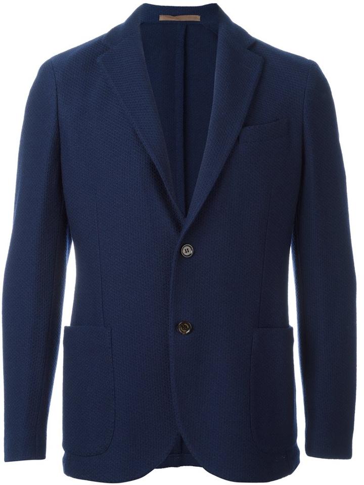 Eleventy Fitted Blazer, Men's, Size: 54, Blue, Acetate/wool/polybutylene Terephthalate (pbt)