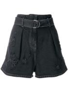 Iro Distressed Stonewashed Shorts - Black