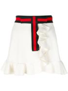 Gucci - Gg Vintage Web Frilled Shorts - Women - Polyamide/polyester/spandex/elastane - Xs, White, Polyamide/polyester/spandex/elastane