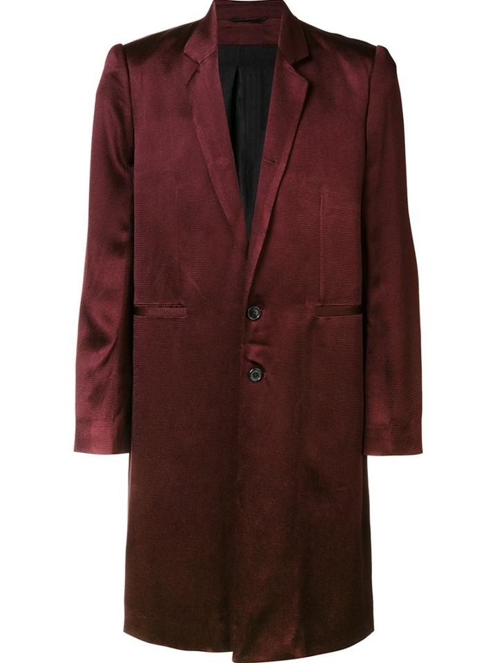 Ann Demeulemeester Single Breasted Coat, Men's, Size: Large, Red, Rayon/acetate/nylon
