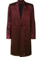Ann Demeulemeester Single Breasted Coat, Men's, Size: Large, Red, Rayon/acetate/nylon
