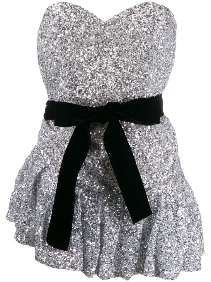 Attico Sequin Embroidered Dress - Silver