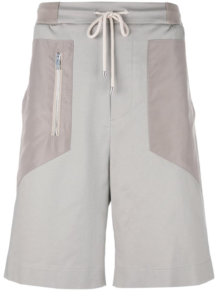 Les Hommes Urban Zip Detail Drawstring Shorts, Men's, Size: 46, Nude/neutrals, Cotton/spandex/elastane/polyester