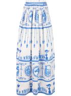 Le Sirenuse Bella Deifenbach-print Cotton Skirt - White