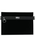 Mm6 Maison Margiela Velvet Logo Print Pouch - Black