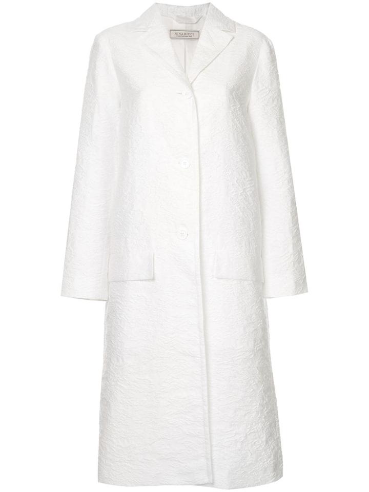 Nina Ricci Textured Single Breasted Coat - White