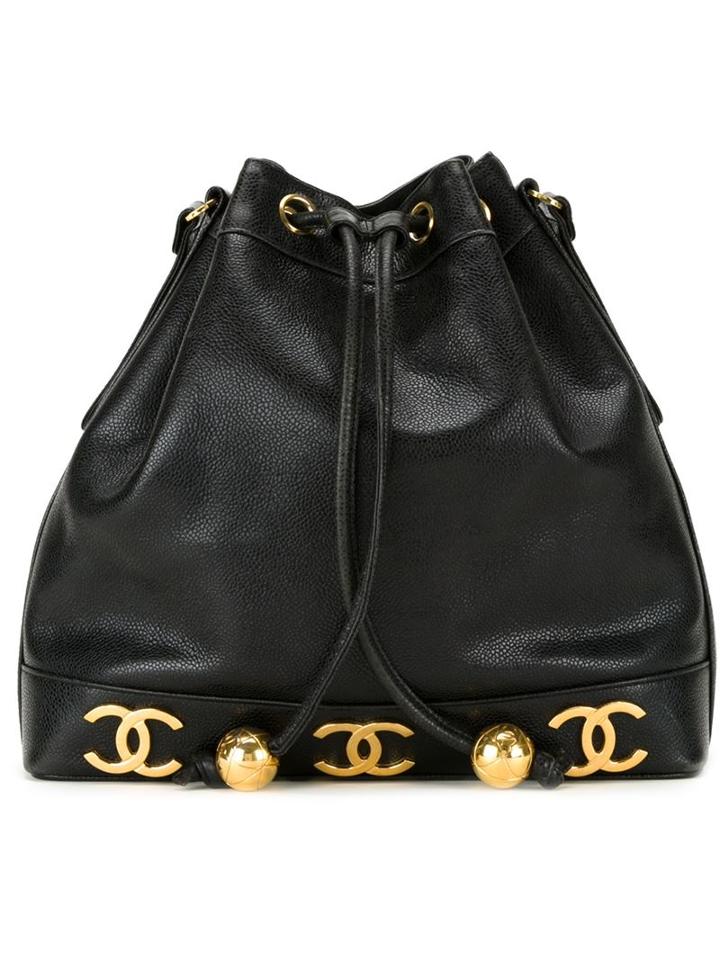 Chanel Vintage Logo Plaque Bucket Shoulder Bag