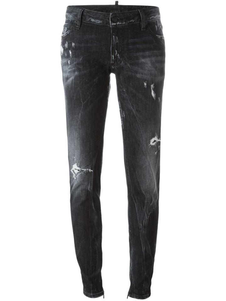 Dsquared2 Distressed Jeans, Women's, Size: 44, Black, Cotton/spandex/elastane/polyester