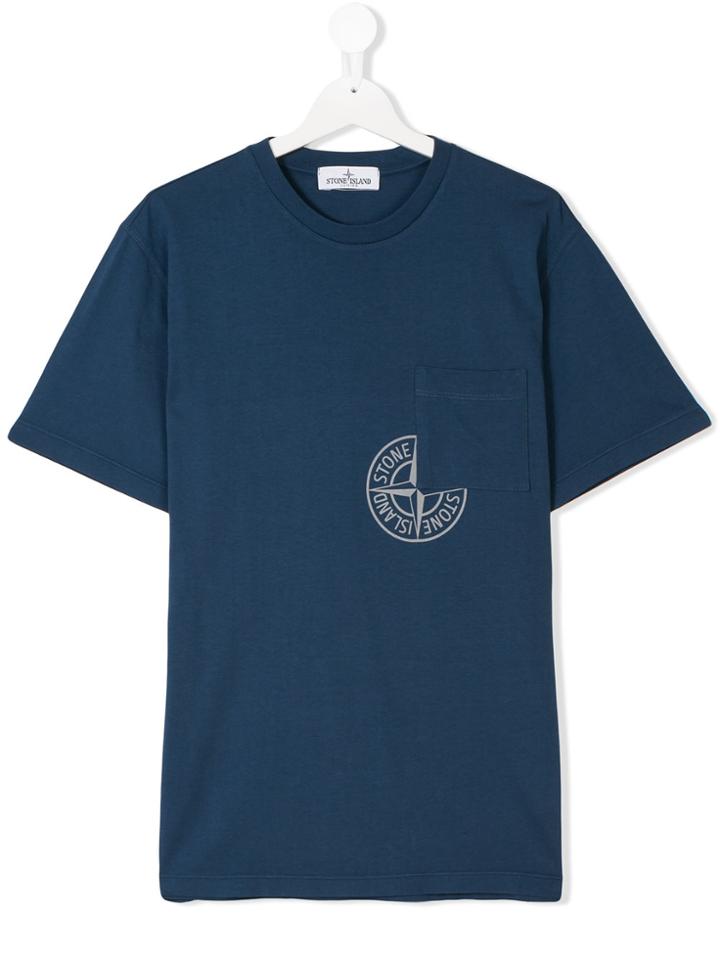 Stone Island Junior Teen Logo Print T-shirt - Blue