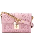 Dolce & Gabbana Broderie Cutout Shoulder Bag, Women's, Pink/purple, Leather