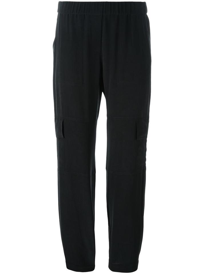 Theory Flap Pocket Straight Trousers, Women's, Size: Xs, Black, Silk