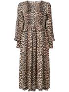 Ganni Leopard Print Midi Dress - Neutrals