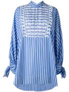 Ermanno Scervino - Striped Oversized Shirt - Women - Cotton/brass/methyl Methacrylate - 38, Women's, Blue, Cotton/brass/methyl Methacrylate