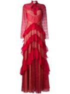 Zuhair Murad Ruffled Lace Effect Dress - Red