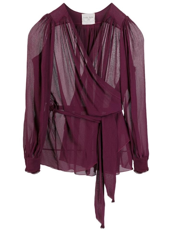 Forte Forte Sheer Wrap Blouse - Purple