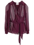 Forte Forte Sheer Wrap Blouse - Purple