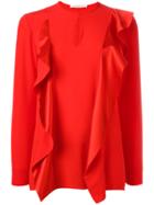Givenchy Ruffle Trim Keyhole Blouse - Red